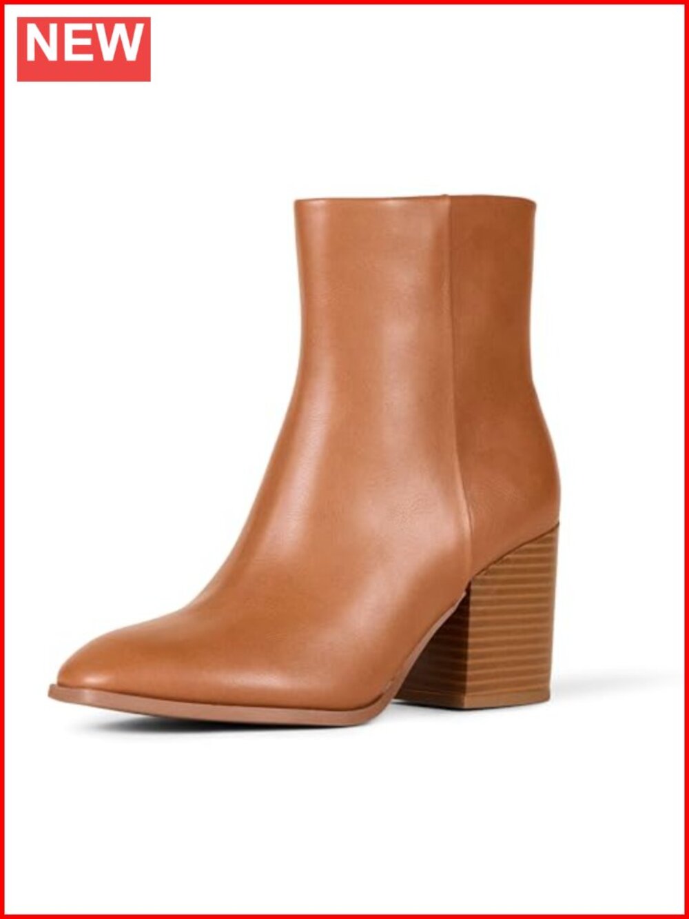 Women's Faux Leather Clean Stacked Heel Ankle Boots Memory Foam Insole